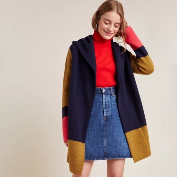 Anthropologie Jackets & Blazers - ANTHROPOLOGIE FIELD AND FLOWER Valerie Wool Color Block Sweater Coat. Size XS